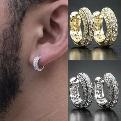 Peris Gems  Rock Biker Style Iced Diamond Hoop Huggie Earrings for Men SHEIN Amazon Temu