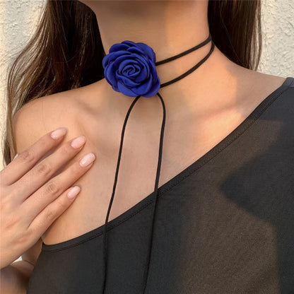 Peris Gems Rope Blue 1 Romantic Gothic Big Rose Flower Clavicle Chain Necklace for Women Ladies Korean Fashion Adjustable Rope Choker Y2K Accessories Romantic Gothic Big Rose Flower Clavicle Chain Necklace for Women Ladies Korean Fashion Adjustable Rope Choker Y2K Accessories SHEIN Amazon Temu