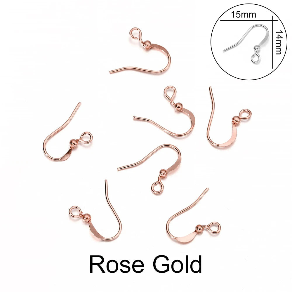 Peris Gems Rose gold 3 / Parallel 100pcs/lot 20*17mm 10 Color Iron Bead Charms Earring Wires With Ear Hook Earrings Clasp Findings Supplies For Jewelry Making DIY SHEIN Amazon Temu