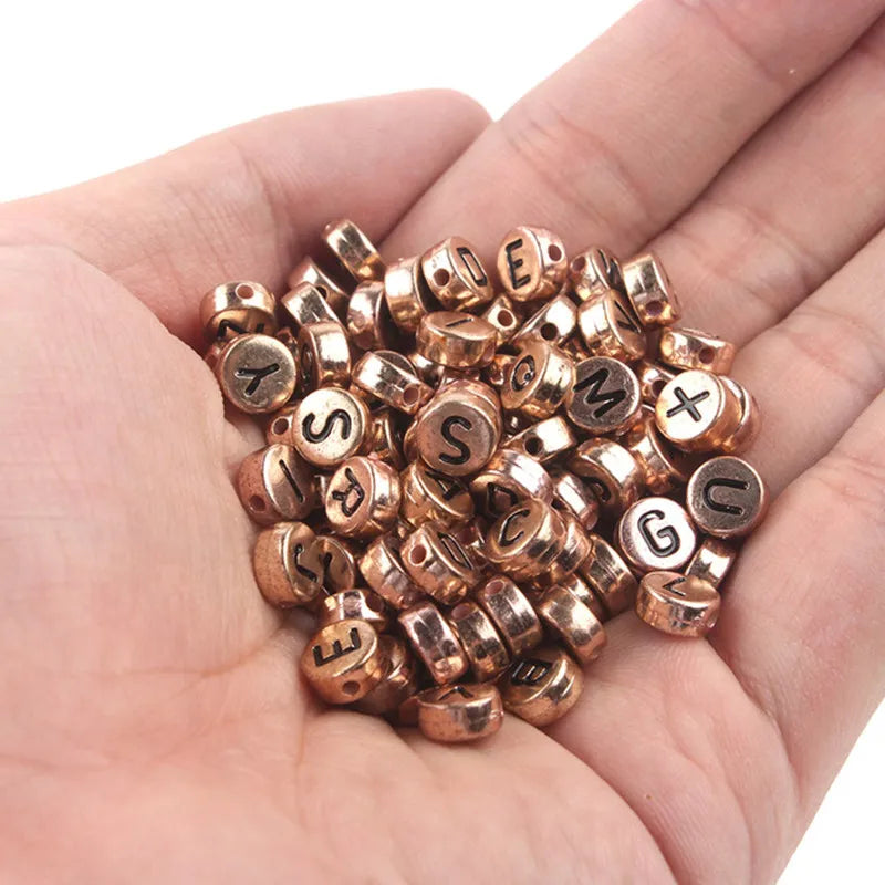 Peris Gems rose gold black / 100pcs 100/200pcs Letter Beads White Black Round Gold Silver Color Acrylic Alphabet Beads for Jewelry Bracelet Necklace Key Chain DIY SHEIN Amazon Temu