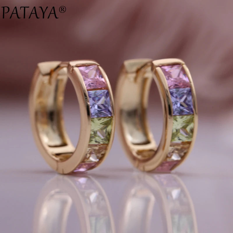 Peris Gems  Rose Gold Color Colorful Rose Gold Diamond Hoop Earrings for Women SHEIN Amazon Temu