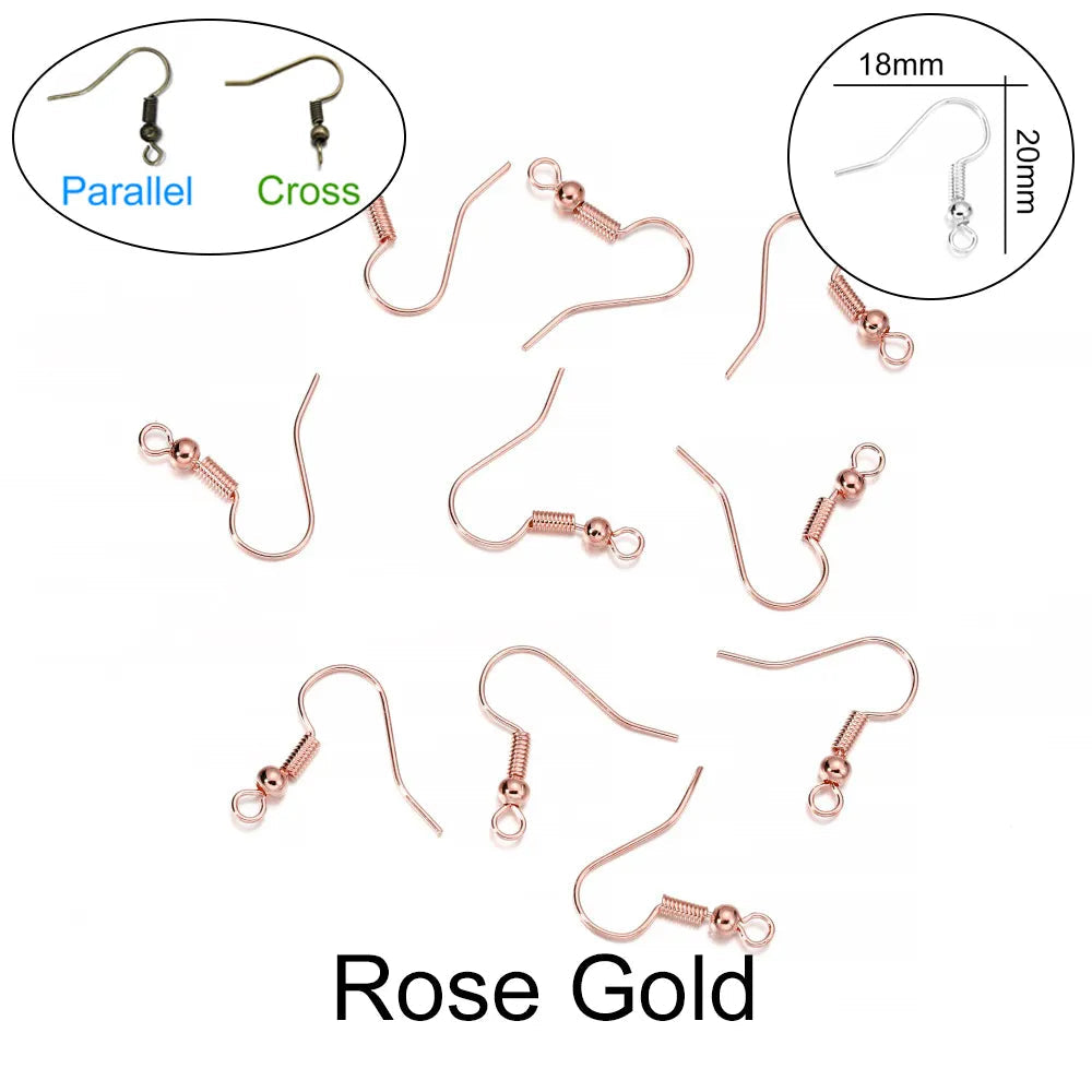 Peris Gems Rose Gold / Parallel 100pcs/lot 20*17mm 10 Color Iron Bead Charms Earring Wires With Ear Hook Earrings Clasp Findings Supplies For Jewelry Making DIY SHEIN Amazon Temu