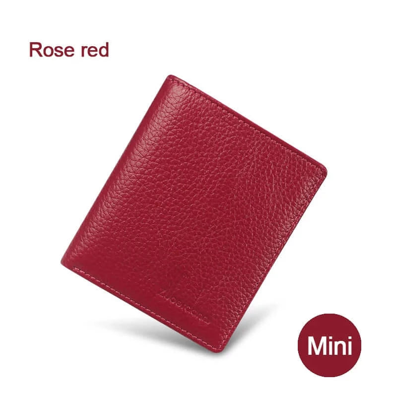 Peris Gems  Rose red 100% Genuine Leather Small Mini Ultra-thin Wallets men Compact wallet Handmade wallet Cowhide Card Holder Short Design purse New SHEIN Amazon Temu