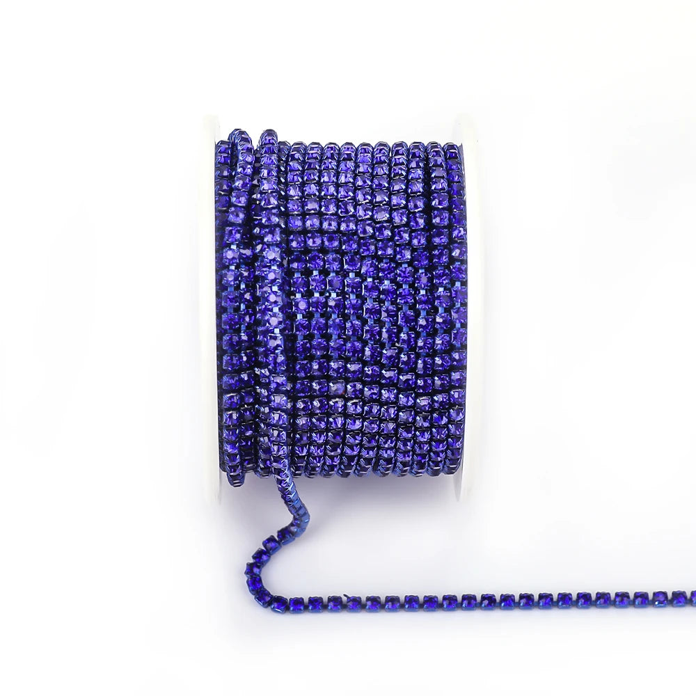 Peris Gems Sapphire / SS6--10Yards 10 Yards Glass crystal Strass Rhinestone Cup Chain Sew On Diamond Glue-On Close Chains Glitter Trim Cup Chain sew on Garment G12 SHEIN Amazon Temu