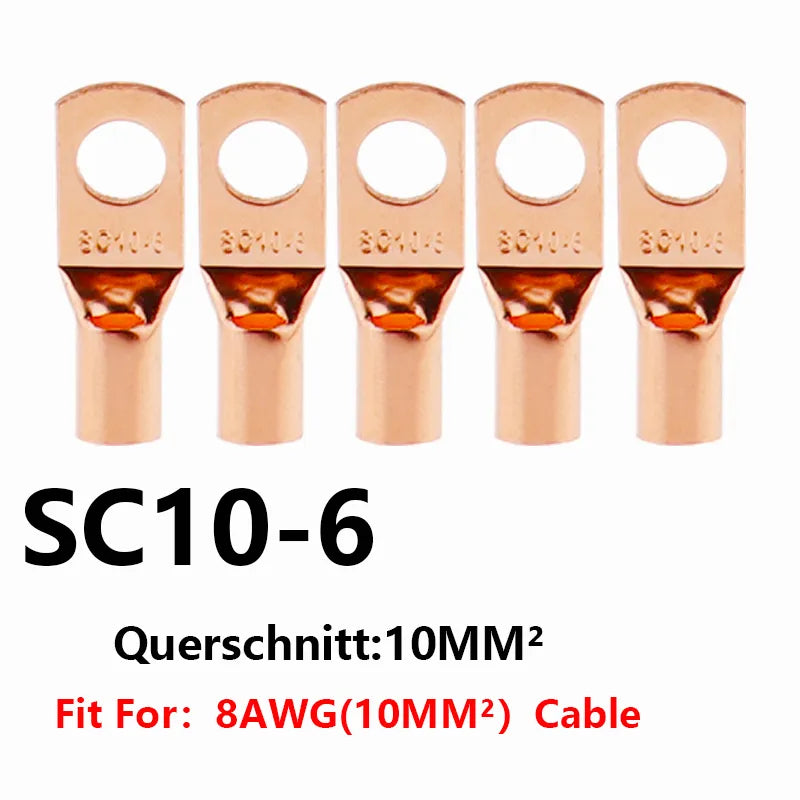 Peris Gems SC10-6 / 10PCS 10/25/50/100pcsCopper Lug Ring Wire Connectors Bare Cable Electric Crimp Terminal SC6-6 SC6-8 SC10-6 SC10-8 SC16-6 SC25-6 SC25-8 SHEIN Amazon Temu