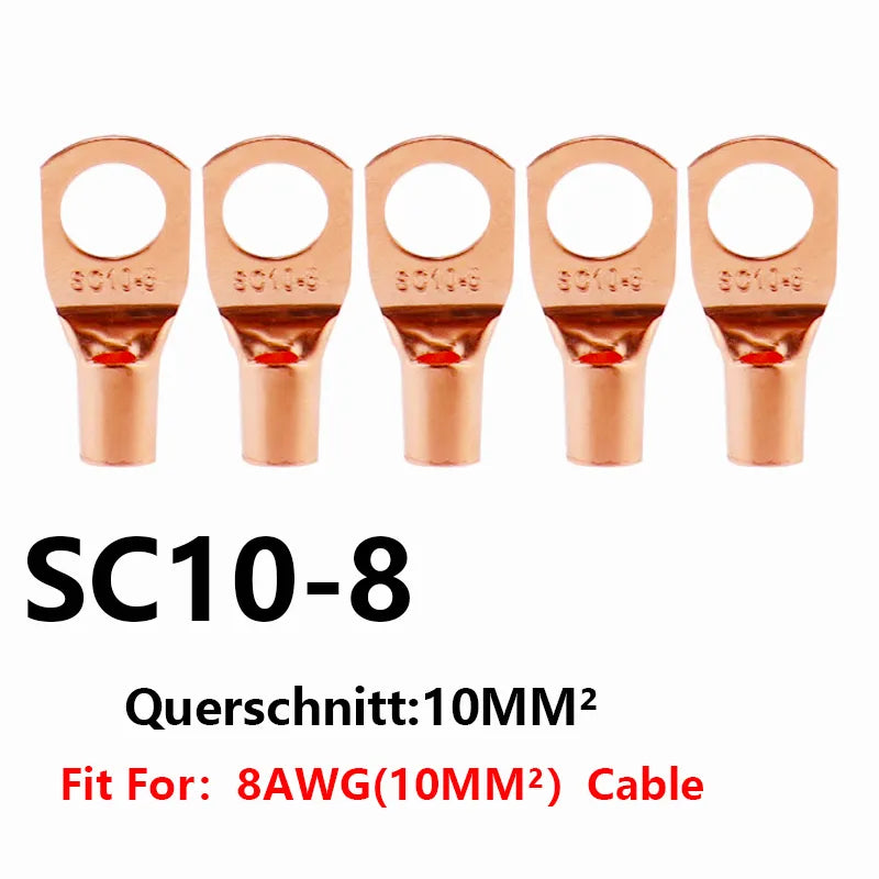 Peris Gems SC10-8 / 10PCS 10/25/50/100pcsCopper Lug Ring Wire Connectors Bare Cable Electric Crimp Terminal SC6-6 SC6-8 SC10-6 SC10-8 SC16-6 SC25-6 SC25-8 SHEIN Amazon Temu