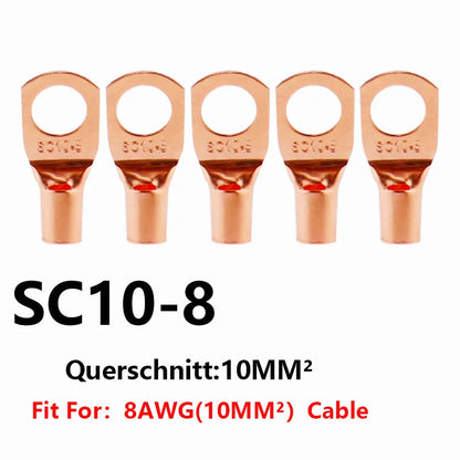 Peris Gems SC10-8 / 10PCS 10/25/50/100pcsCopper Lug Ring Wire Connectors Bare Cable Electric Crimp Terminal SC6-6 SC6-8 SC10-6 SC10-8 SC16-6 SC25-6 SC25-8 SHEIN Amazon Temu