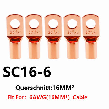 Peris Gems SC16-6 / 10PCS 10/25/50/100pcsCopper Lug Ring Wire Connectors Bare Cable Electric Crimp Terminal SC6-6 SC6-8 SC10-6 SC10-8 SC16-6 SC25-6 SC25-8 SHEIN Amazon Temu