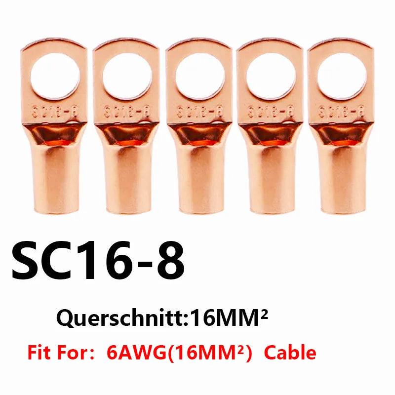 Peris Gems SC16-8 / 10PCS 10/25/50/100pcsCopper Lug Ring Wire Connectors Bare Cable Electric Crimp Terminal SC6-6 SC6-8 SC10-6 SC10-8 SC16-6 SC25-6 SC25-8 SHEIN Amazon Temu