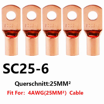 Peris Gems SC25-6 / 10PCS 10/25/50/100pcsCopper Lug Ring Wire Connectors Bare Cable Electric Crimp Terminal SC6-6 SC6-8 SC10-6 SC10-8 SC16-6 SC25-6 SC25-8 SHEIN Amazon Temu