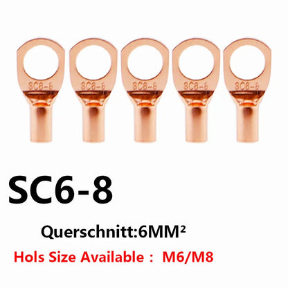 Peris Gems SC6-8 / 10PCS 10/25/50/100pcsCopper Lug Ring Wire Connectors Bare Cable Electric Crimp Terminal SC6-6 SC6-8 SC10-6 SC10-8 SC16-6 SC25-6 SC25-8 SHEIN Amazon Temu