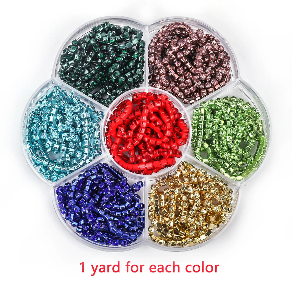 Peris Gems Set1 / SS6--10Yards 10 Yards Glass crystal Strass Rhinestone Cup Chain Sew On Diamond Glue-On Close Chains Glitter Trim Cup Chain sew on Garment G12 SHEIN Amazon Temu