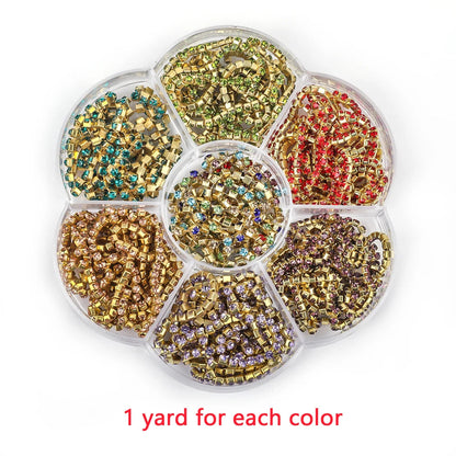 Peris Gems Set4 / SS6--10Yards 10 Yards Glass crystal Strass Rhinestone Cup Chain Sew On Diamond Glue-On Close Chains Glitter Trim Cup Chain sew on Garment G12 SHEIN Amazon Temu
