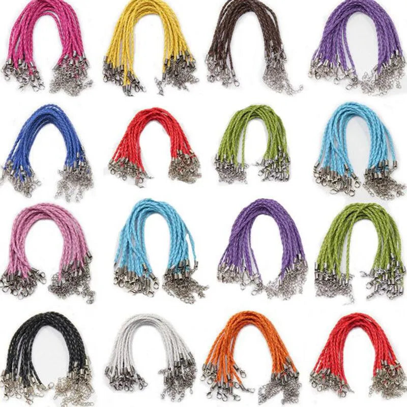 Peris Gems  Seven colors / 16cm 10pcs/Lot Multicolor Braided Leather Cord Bracelet Lobster Clasp String Extended Metal Chain Bracelet Adjustable Jewelry Making SHEIN Amazon Temu