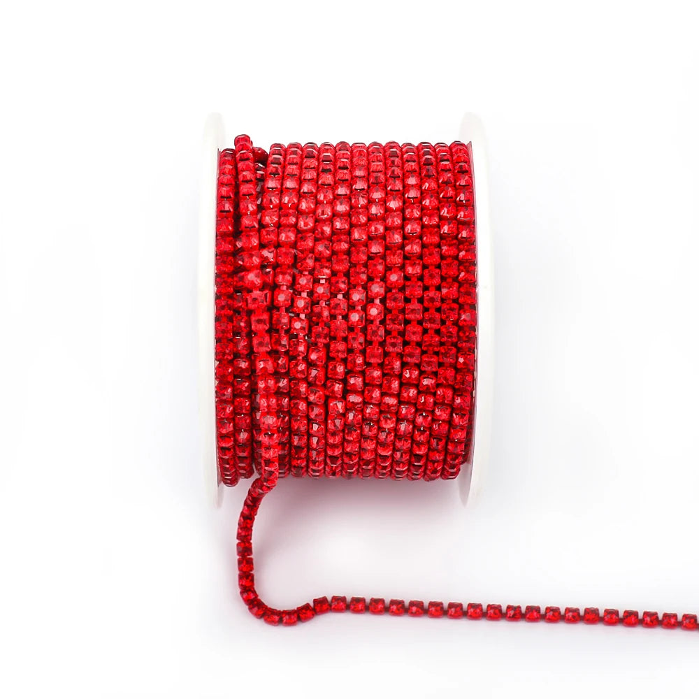 Peris Gems Siam / SS6--10Yards 10 Yards Glass crystal Strass Rhinestone Cup Chain Sew On Diamond Glue-On Close Chains Glitter Trim Cup Chain sew on Garment G12 SHEIN Amazon Temu