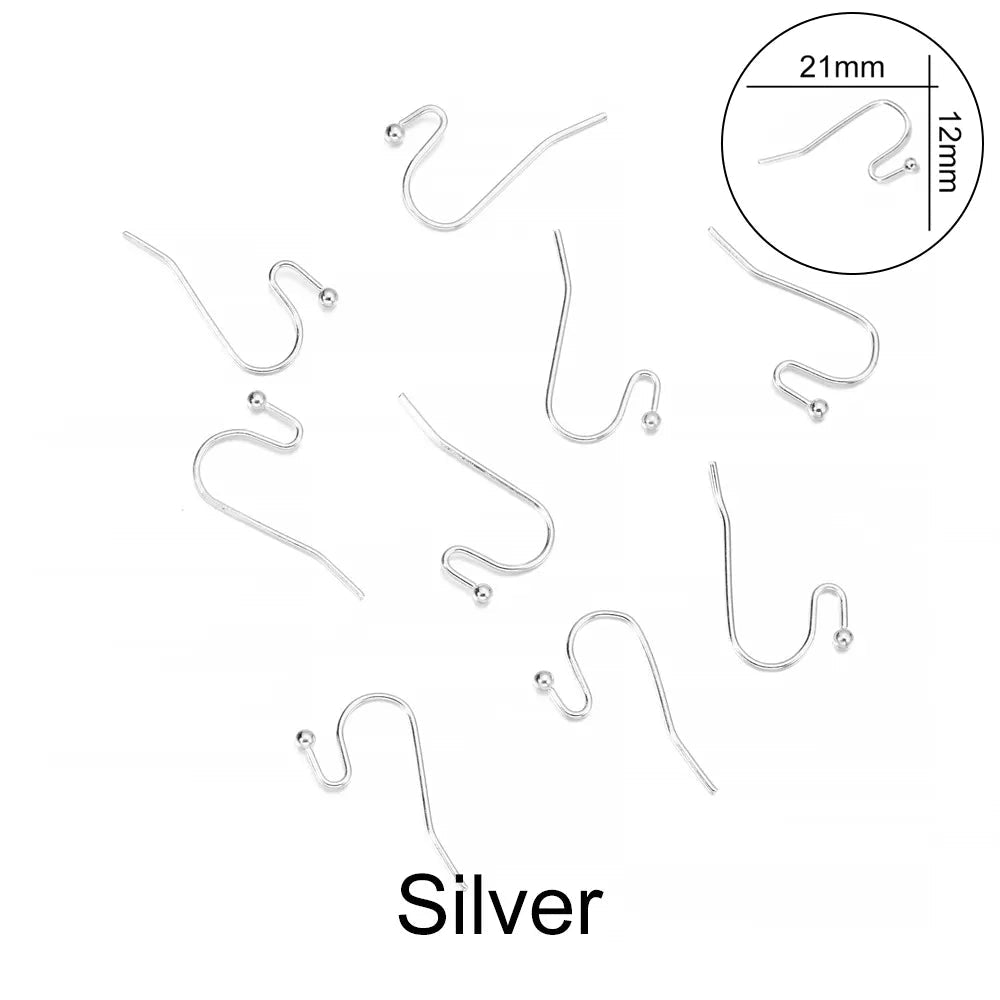 Peris Gems Silver 1 / Parallel 100pcs/lot 20*17mm 10 Color Iron Bead Charms Earring Wires With Ear Hook Earrings Clasp Findings Supplies For Jewelry Making DIY SHEIN Amazon Temu