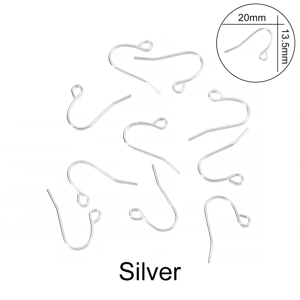Peris Gems Silver 2 / Parallel 100pcs/lot 20*17mm 10 Color Iron Bead Charms Earring Wires With Ear Hook Earrings Clasp Findings Supplies For Jewelry Making DIY SHEIN Amazon Temu