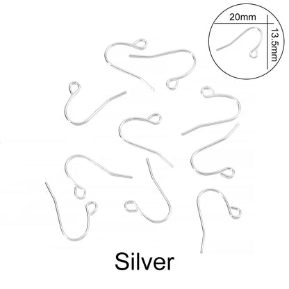 Peris Gems Silver 2 / Parallel 100pcs/lot 20*17mm 10 Color Iron Bead Charms Earring Wires With Ear Hook Earrings Clasp Findings Supplies For Jewelry Making DIY SHEIN Amazon Temu