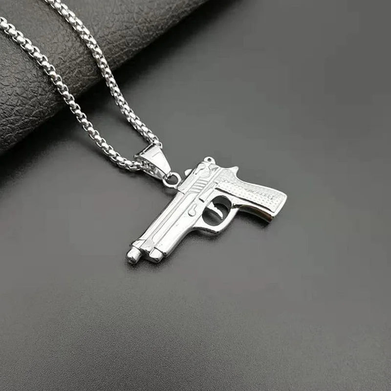 Peris Gems  silver / 60cm Hip Hop Style Pistol Gun Stainless Necklaces for Men SHEIN Amazon Temu