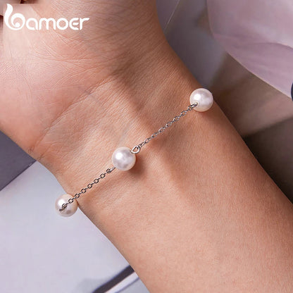Peris Gems  Silver Delicate Pearl Ball Shell 925 Silver Bracelet for Women SHEIN Amazon Temu