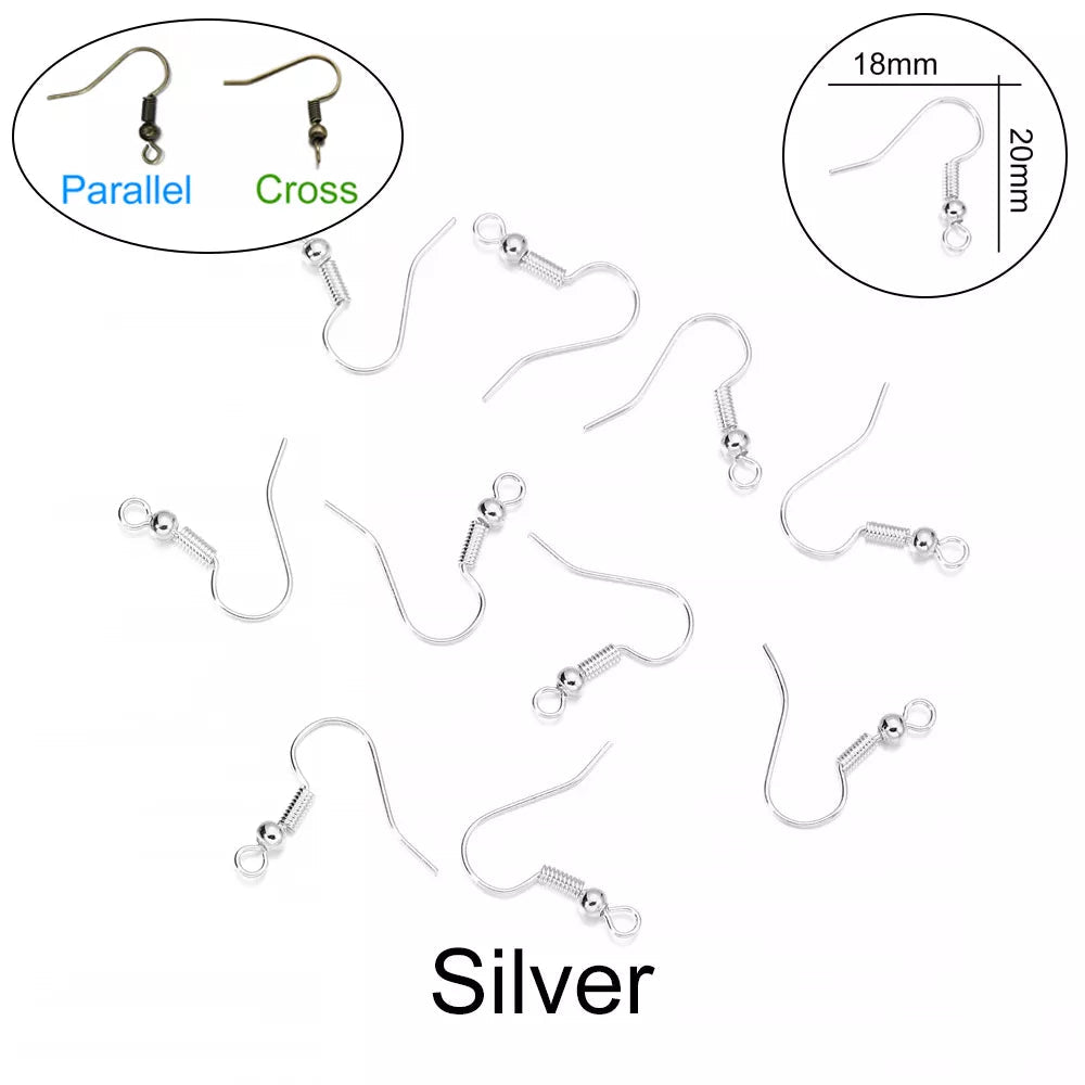 Peris Gems Silver / Parallel 100pcs/lot 20*17mm 10 Color Iron Bead Charms Earring Wires With Ear Hook Earrings Clasp Findings Supplies For Jewelry Making DIY SHEIN Amazon Temu