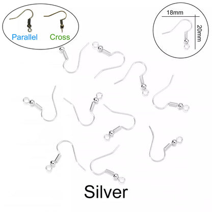 Peris Gems Silver / Parallel 100pcs/lot 20*17mm 10 Color Iron Bead Charms Earring Wires With Ear Hook Earrings Clasp Findings Supplies For Jewelry Making DIY SHEIN Amazon Temu