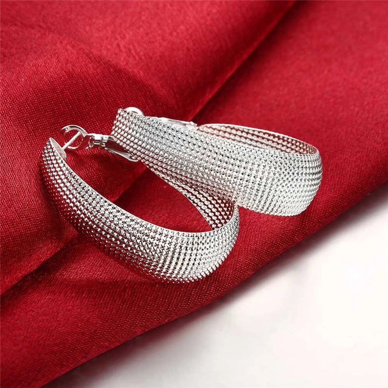 Peris Gems  Silver Woven 925 Silver Hoop Earrings for Women SHEIN Amazon Temu
