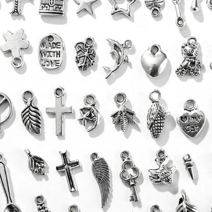 Peris Gems sivler 100pcs Tibetan Silver Mixed Heart Butterfly Key Crown Charms Pendants DIY Jewelry for Necklace Bracelet Making Accessaries SHEIN Amazon Temu
