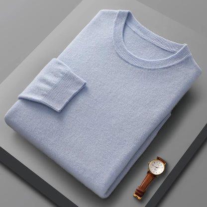Peris Gems  SKY BLUE / S 100% Pure Merino Wool Cashmere Sweater for Men: Fashionable Round Neck Top 100% Pure Merino Wool Cashmere Sweater for Men: Round Neck SHEIN Amazon Temu