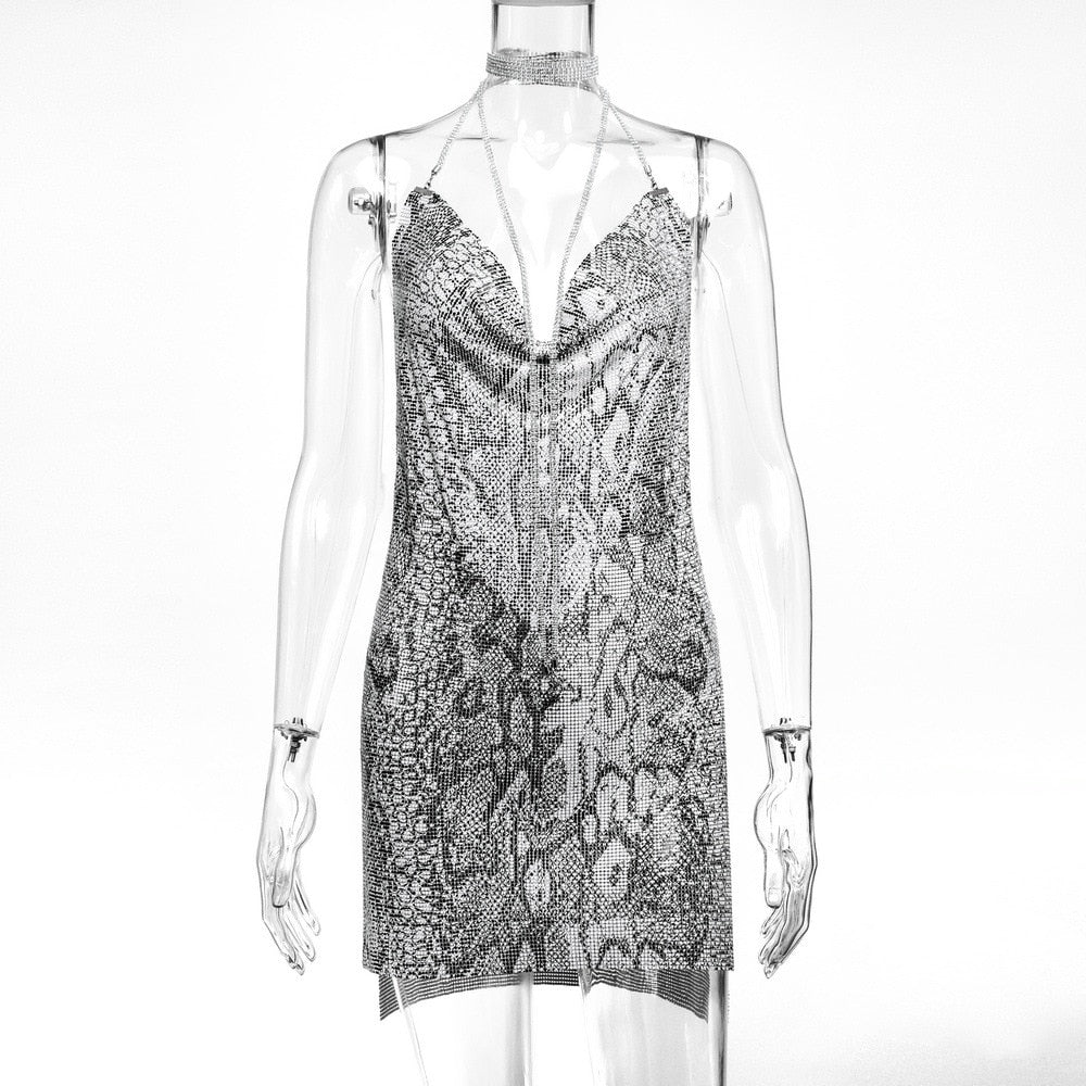 Peris Gems  Snake pattern / S Backless Sequin Night Dress for Women | Glittery Dress SHEIN Amazon Temu