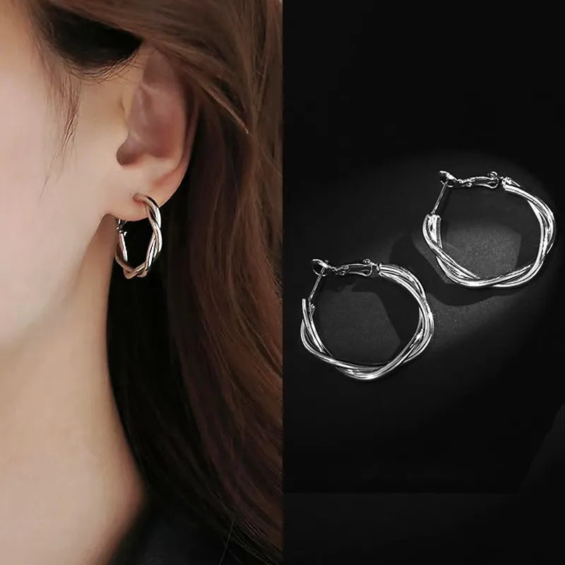 Peris Gems  Sparkling Intertwined Metal Stud Hoop Earrings for Women SHEIN Amazon Temu