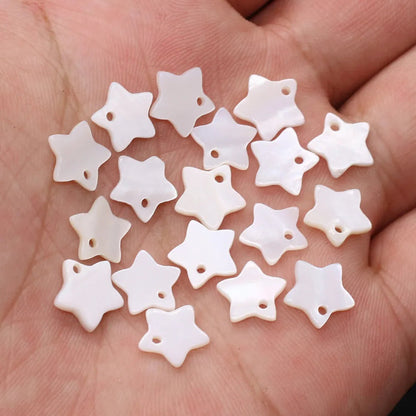 Peris Gems Star 12x12mm 10pc Natural White Mother-of-pearl Shell Beads Heart Star Shape Shell Chip Bead for Necklace Earrings Jewelry Making Gifts SHEIN Amazon Temu