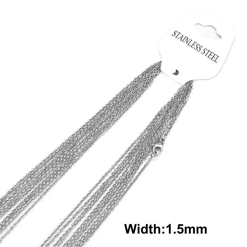 Peris Gems Steel Color-1.5mm / 50cm 10pcs Gold Color Stainless Steel Link 45/50/55/60CM Bulk Necklace Chains Jewelry Cuban Chains Wholesale Chain Chokers DIY Crafts SHEIN Amazon Temu