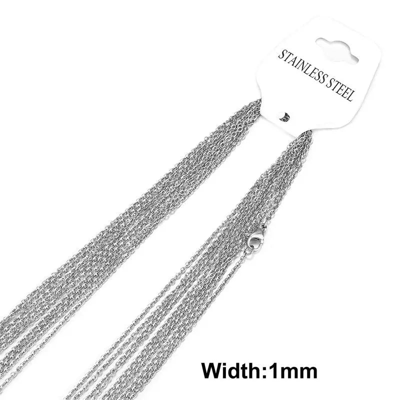 Peris Gems Steel Color-1mm / 50cm 10pcs Gold Color Stainless Steel Link 45/50/55/60CM Bulk Necklace Chains Jewelry Cuban Chains Wholesale Chain Chokers DIY Crafts SHEIN Amazon Temu