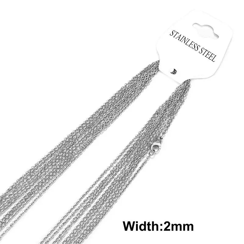 Peris Gems Steel Color-2mm / 50cm 10pcs Gold Color Stainless Steel Link 45/50/55/60CM Bulk Necklace Chains Jewelry Cuban Chains Wholesale Chain Chokers DIY Crafts SHEIN Amazon Temu