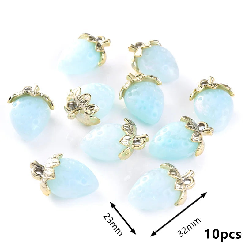 Peris Gems Straw Blue 10Pcs Cute Red Acrylic Strawberry Apple Orange Mango Fruit Resin Pendants Charms for Jewelry Making Earrings Necklace Accessory SHEIN Amazon Temu