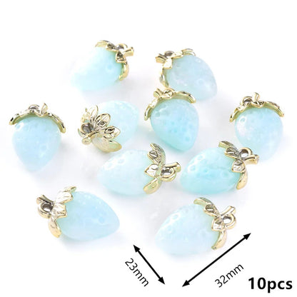Peris Gems Straw Blue 10Pcs Cute Red Acrylic Strawberry Apple Orange Mango Fruit Resin Pendants Charms for Jewelry Making Earrings Necklace Accessory SHEIN Amazon Temu