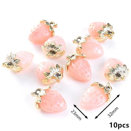 Peris Gems Straw Orange 10Pcs Cute Red Acrylic Strawberry Apple Orange Mango Fruit Resin Pendants Charms for Jewelry Making Earrings Necklace Accessory SHEIN Amazon Temu