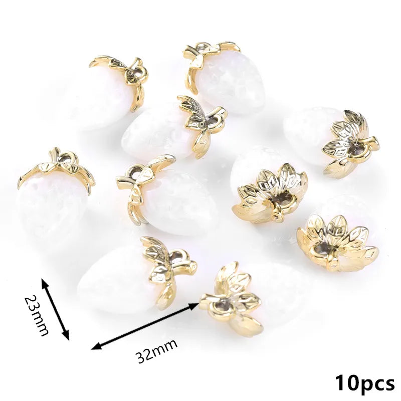 Peris Gems Straw White 10Pcs Cute Red Acrylic Strawberry Apple Orange Mango Fruit Resin Pendants Charms for Jewelry Making Earrings Necklace Accessory SHEIN Amazon Temu