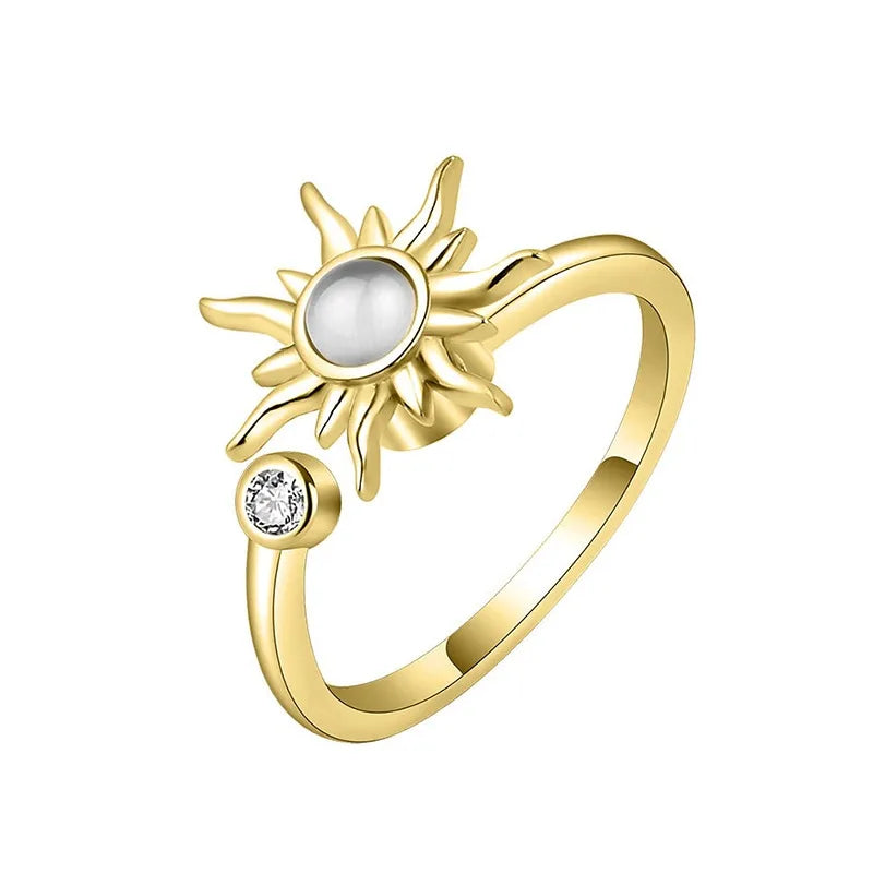 Peris Gems Sun Gold / resizable 10mm Anxiety Rings For Women Y2k Jewelry Rings Butterfly Daisy Bead Anti Stress Fidget Spinner Rings For Teens 2024 Aesthetic SHEIN Amazon Temu