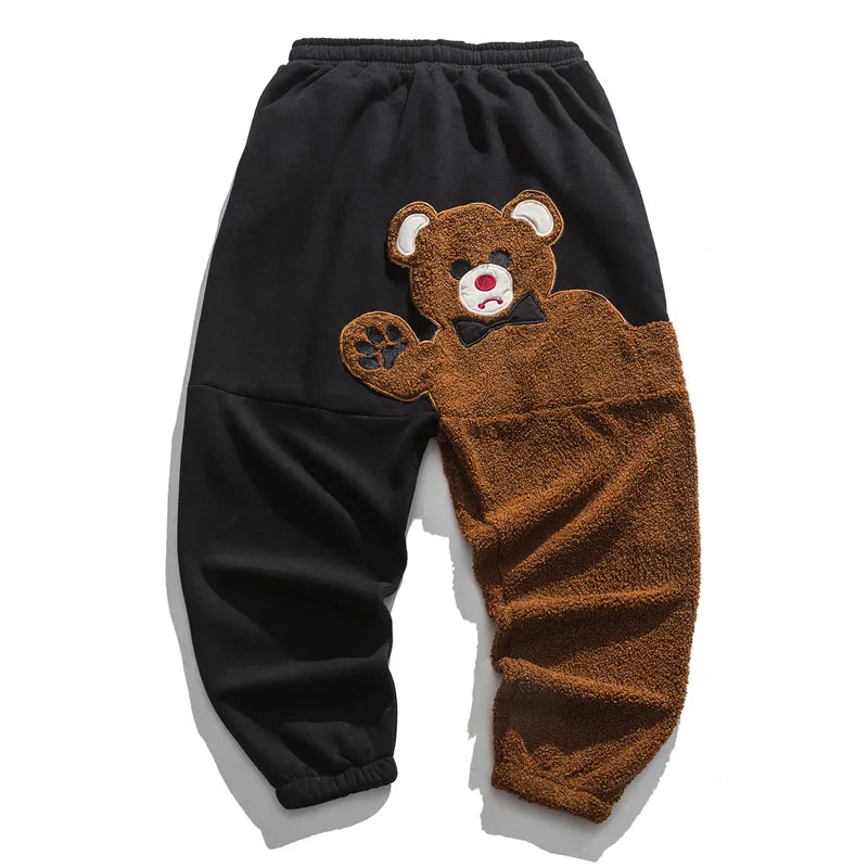 Peris Gems  Teddy Bear Embroidered Fleece Sweatpants for Men SHEIN Amazon Temu