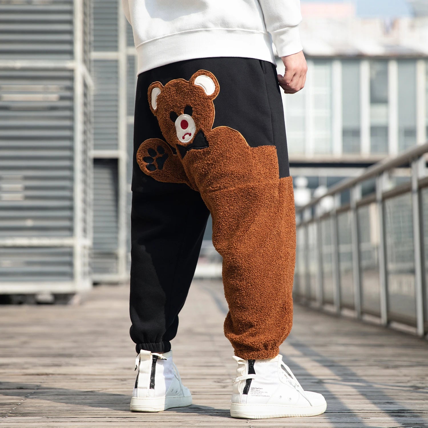 Peris Gems  Teddy Bear Embroidered Fleece Sweatpants for Men SHEIN Amazon Temu