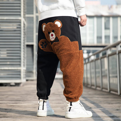 Peris Gems  Teddy Bear Embroidered Fleece Sweatpants for Men SHEIN Amazon Temu