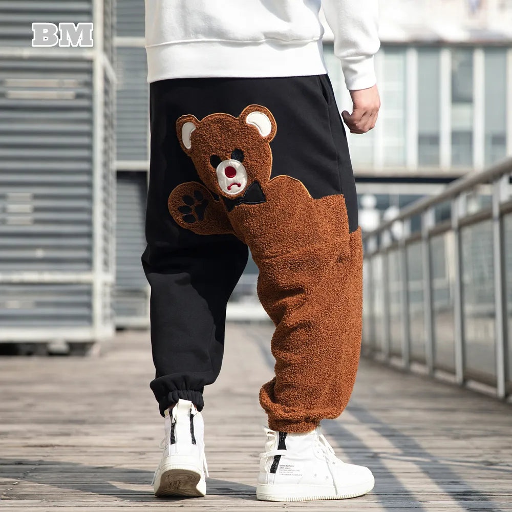 Peris Gems  Teddy Bear Embroidered Fleece Sweatpants for Men SHEIN Amazon Temu