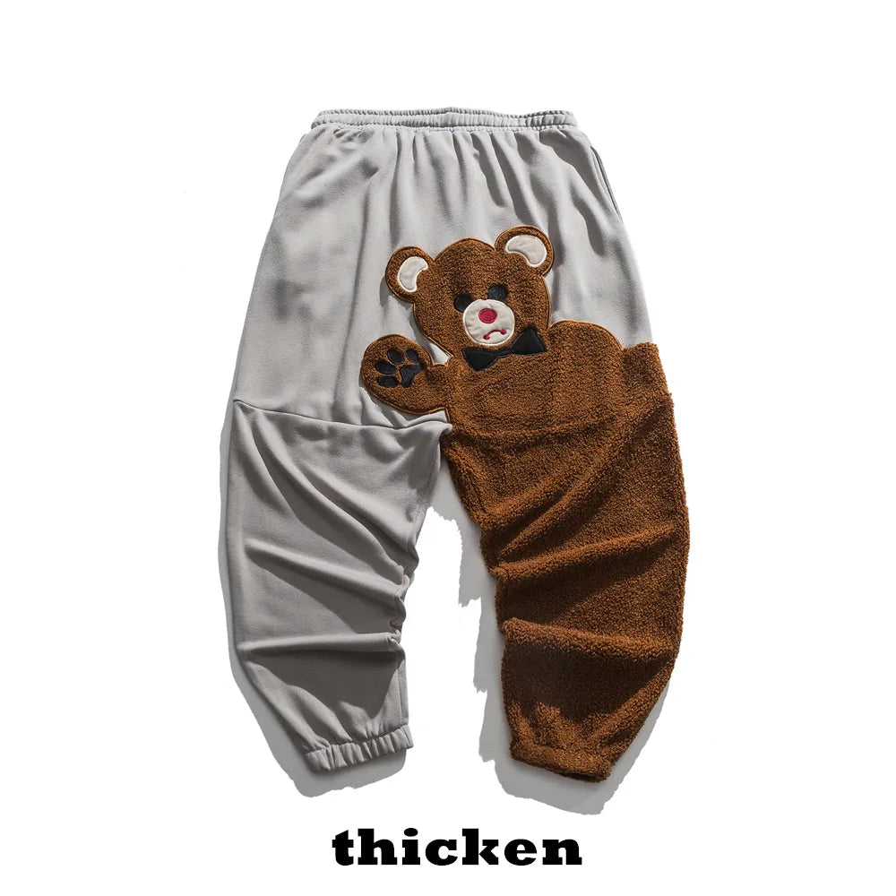 Peris Gems  Teddy Bear Embroidered Fleece Sweatpants for Men SHEIN Amazon Temu