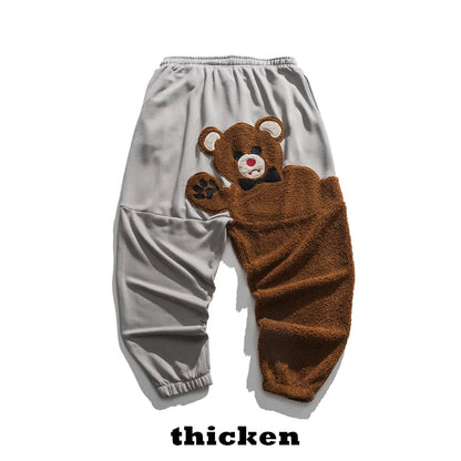 Peris Gems  Teddy Bear Embroidered Fleece Sweatpants for Men SHEIN Amazon Temu