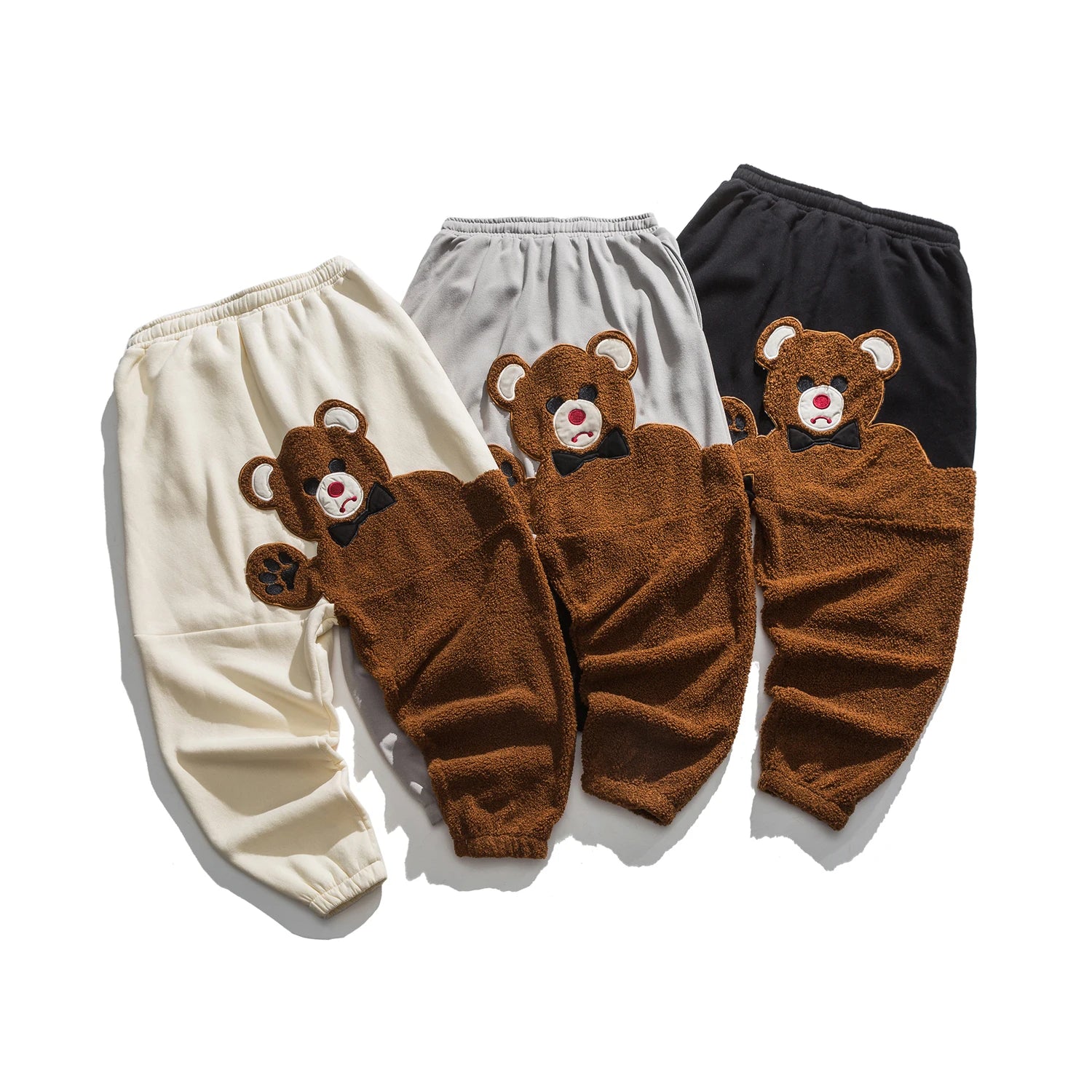 Peris Gems  Teddy Bear Embroidered Fleece Sweatpants for Men SHEIN Amazon Temu