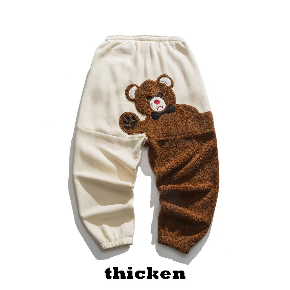 Peris Gems  Thick Beige / XL Teddy Bear Embroidered Fleece Sweatpants for Men SHEIN Amazon Temu