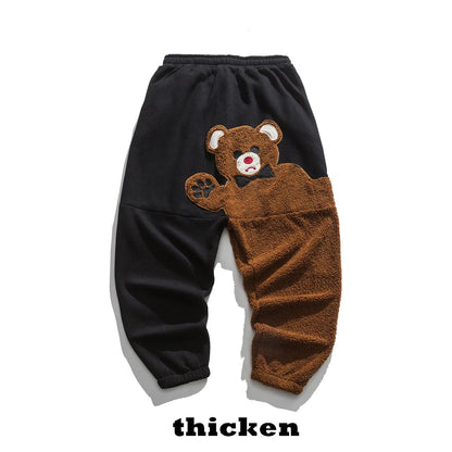Peris Gems  Thick Black / M Teddy Bear Embroidered Fleece Sweatpants for Men SHEIN Amazon Temu