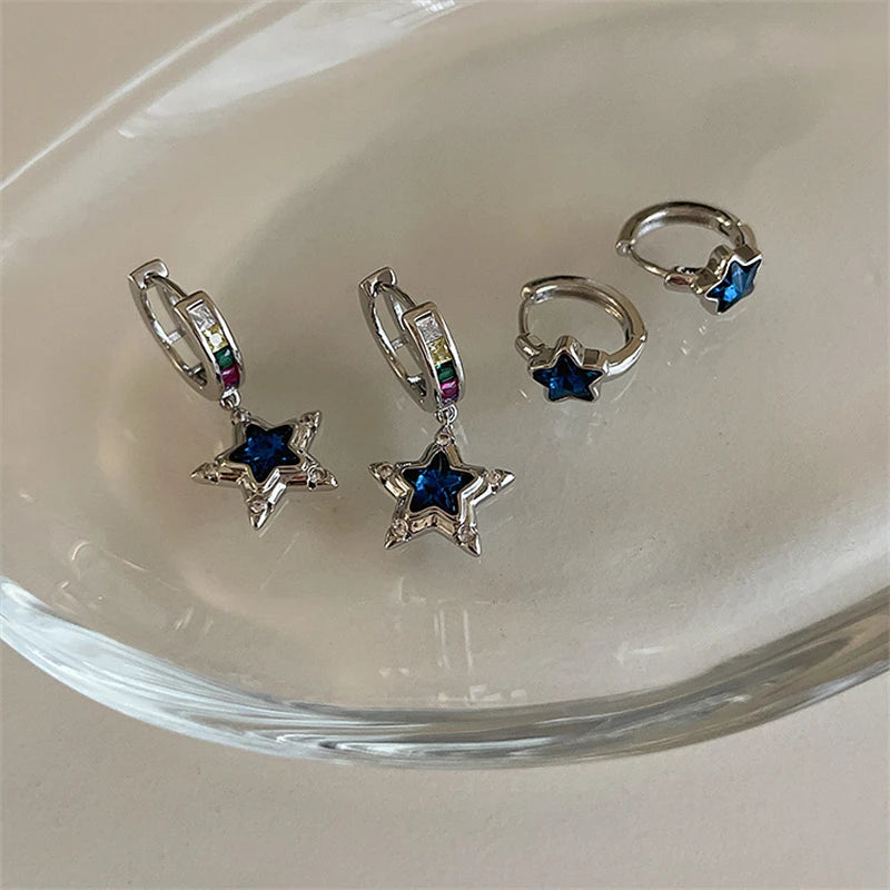 Peris Gems Trend Colorful Crystal Star Pentagram Mini Drop Earrings for Women Harajuku Cool Sweet Aesthetic Earrings Fashion Y2k Jewelry SHEIN Amazon Temu